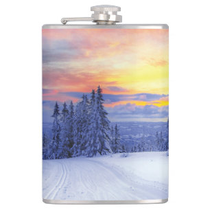 Winter scenery hip flask