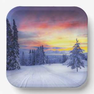 Winter scenery   paper plate