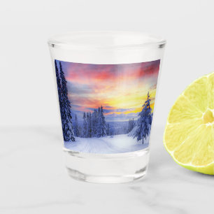Winter scenery shot glass