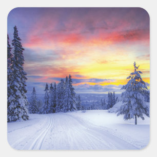 Winter scenery  square sticker