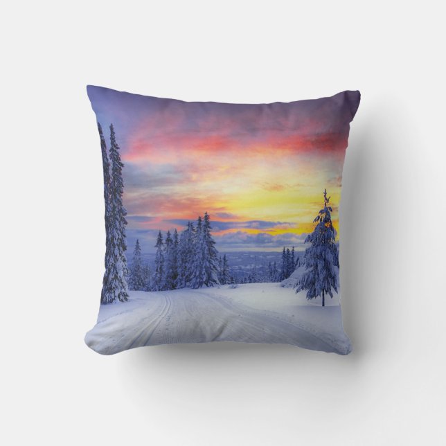 Winter scenery  throw pillow (Front)