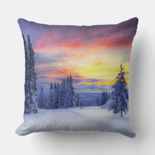 Winter scenery throw pillow
