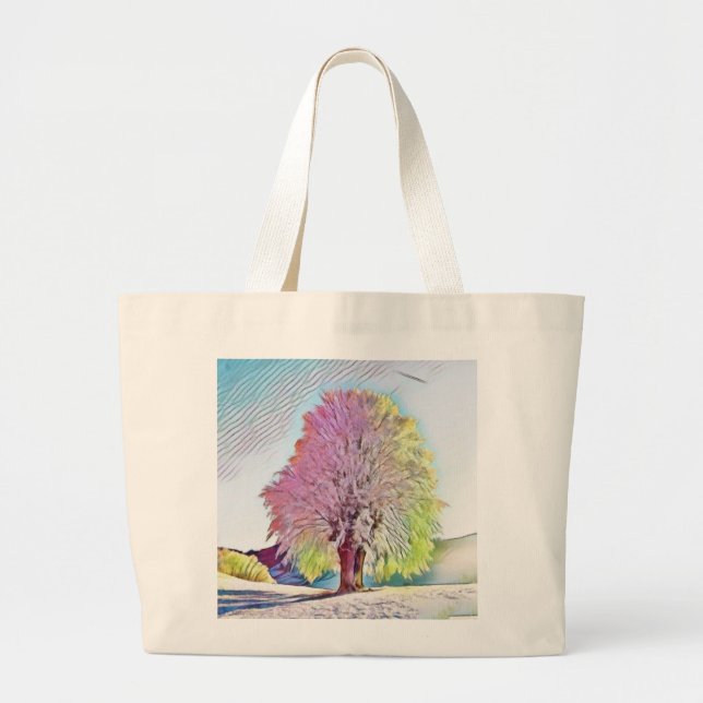 Winter scenery with snowed tree watercolor  large tote bag (Front)