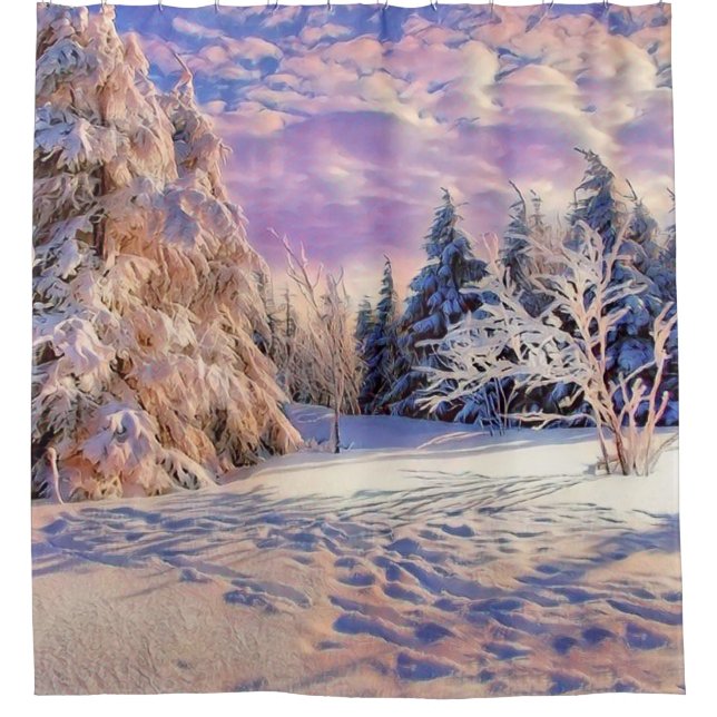 Winter scenery with snowed trees watercolor  (Front)