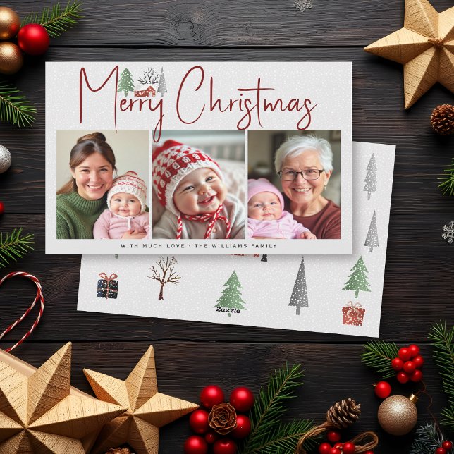 Winter scenery with trees, snow photo Christmas  Holiday Card (Creator Uploaded)
