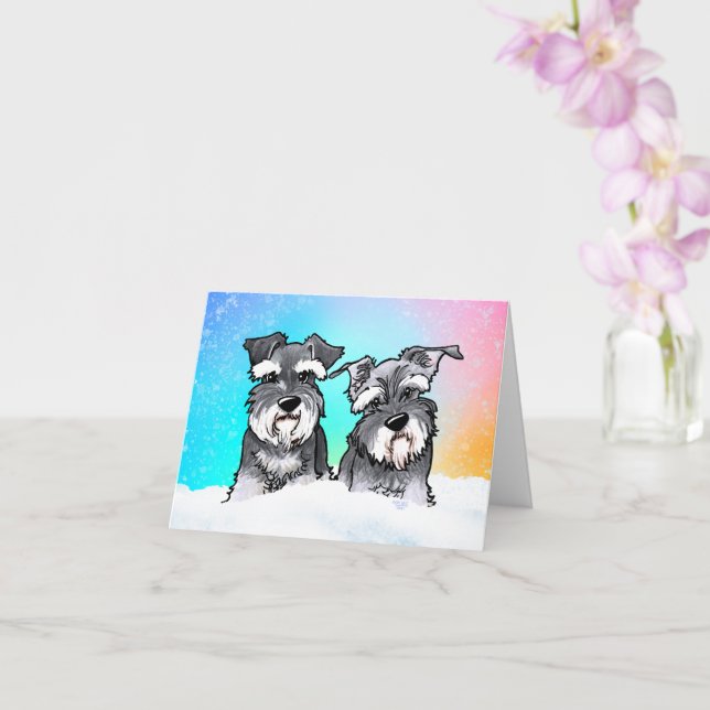 Winter Schnauzer Blank Card (Orchid)