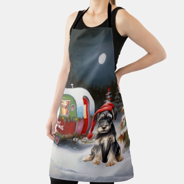 Winter Schnauzer Caravan Christmas Adventure Apron (Insitu)