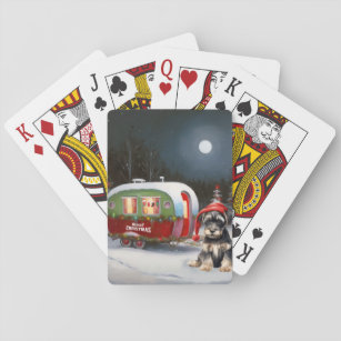 Winter Schnauzer Caravan Christmas Adventure Playing Cards