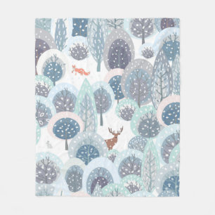 Winter seamless pattern with abstract flat handdra fleece blanket