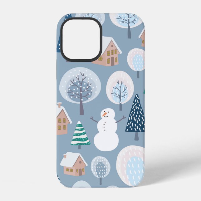 Winter seamless pattern with abstract flat handdra iPhone case (Back)
