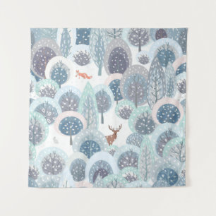 Winter seamless pattern with abstract flat handdra tapestry