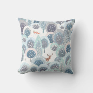 Winter seamless pattern with abstract flat handdra throw pillow