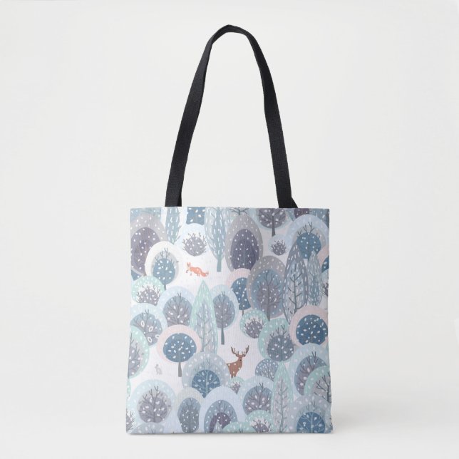 Winter seamless pattern with abstract flat handdra tote bag (Front)