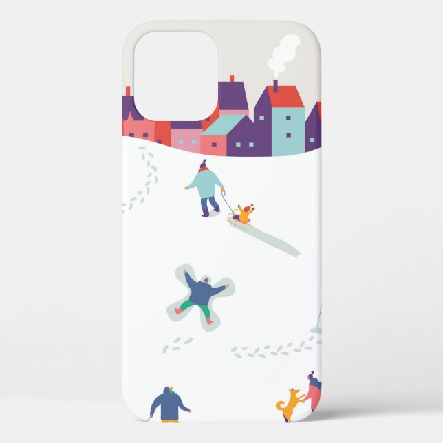 Winter season background people characters. Winter Case-Mate iPhone Case (Back)