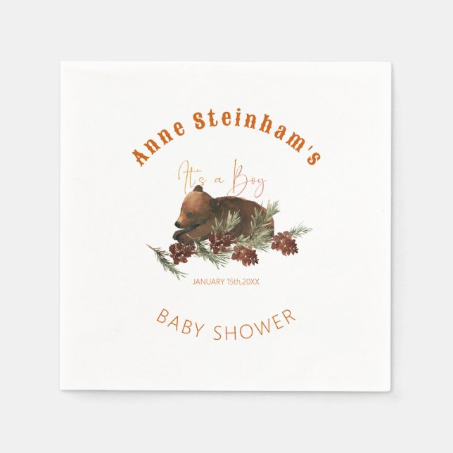 Winter Season Simple Baby Bear Shower Napkin (Front)