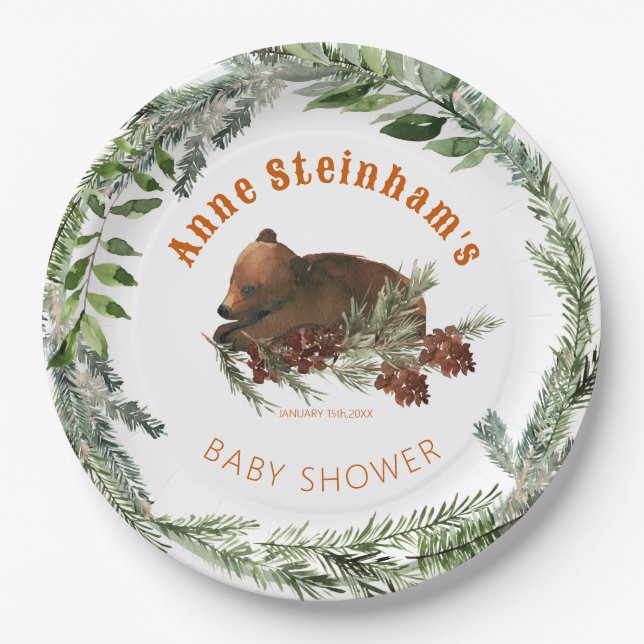 Winter Season Simple Baby Boy Shower Paper Plate (Front)