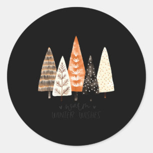 Winter Season Simple Ne Trees  Classic Round Sticker