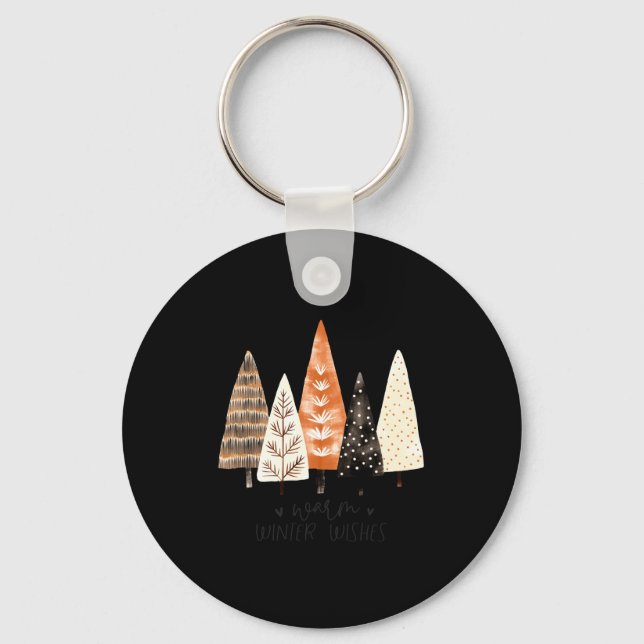 Winter Season Simple Ne Trees  Keychain (Front)