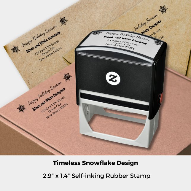 Winter Season Snowflake Company Address Self-inking Stamp (2.9"x1.4", Winter Season Snowflake Company Address Self-inking Stamp)