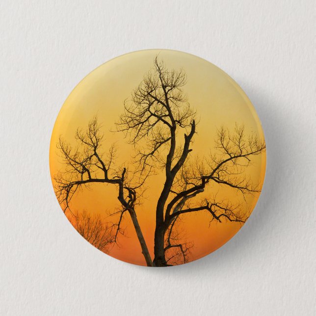 Winter Season Sunset Tree 2 Inch Round Button (Front)