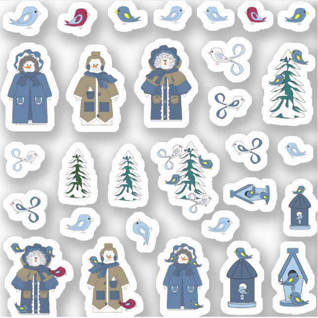 Winter Seasonal Vinyl Sticker (3" x 3") Collection (Front)
