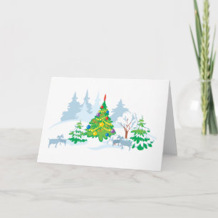 Winter Serene Christmas Goats Holiday Card
