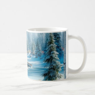 “Winter Serenity by the Mountain Cabin” Coffee Mug