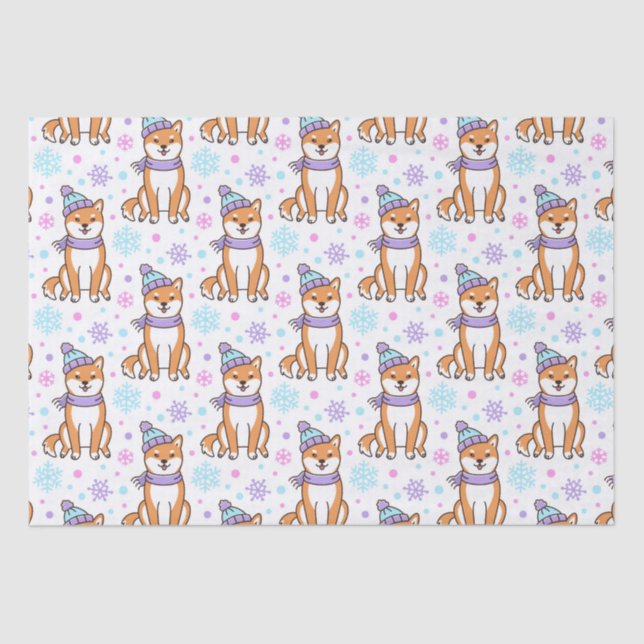 Winter Shiba Inu Christmas Tissue Paper (Front)