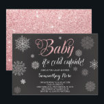 Winter Shower Invitation, Baby Pink Glitter Invitation<br><div class="desc">Winter baby shower invitation on a chalkboard background with snow flakes and faux pink glitter and the words "Baby It's Cold Outside". Perfect for girl baby showers, bridal shower invitations, winter Birthday invitations or whatever you like. Announce your little girl's special day with this invite. If you love this design...</div>