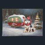 Winter Siberian Husky Caravan Christmas Adventure Kitchen Towel<br><div class="desc">Embrace the magic of a snowy winter night as a caravan glides gracefully through the moonlit landscape. The serene beauty of the glistening snow and the enchanting glow of the moon create a captivating scene,  promising an unforgettable Christmas adventure filled with warmth,  joy,  and cherished memories.</div>