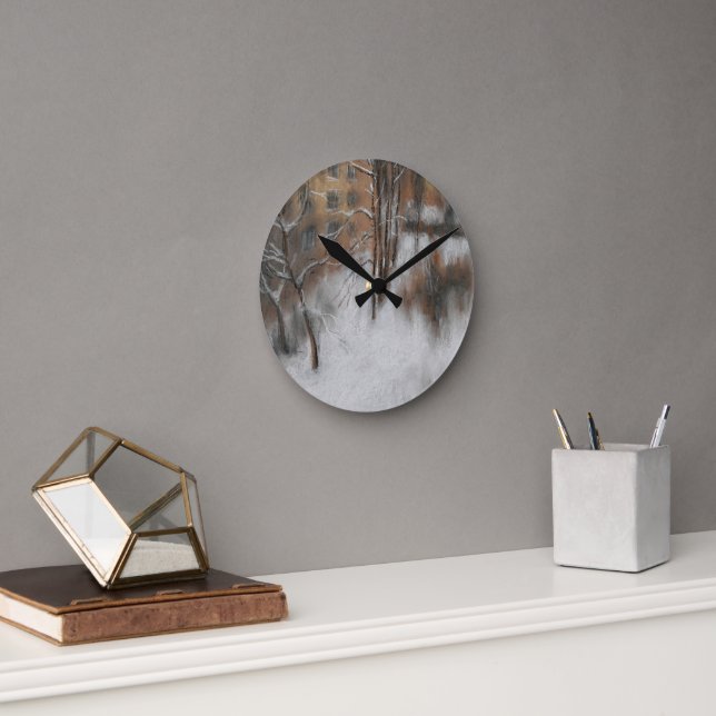 Winter Silence by the Window Round Clock (Office)