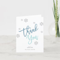 Winter Silver Glitter Snowflake Blue Folded