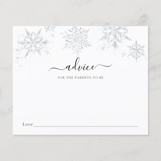 Winter Silver Snowflake Advice for Parents-to-Be (Front)