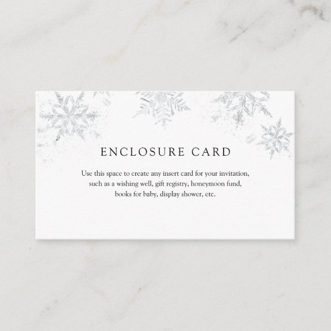 Winter Silver Snowflake Enclosure Card (Front)