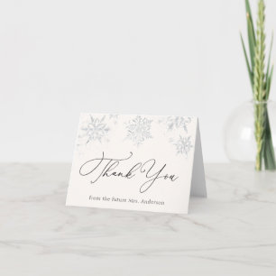 Winter Silver Snowflake Thank You Note Card
