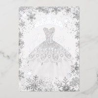 Winter Silver Snowflake White Quinceanera