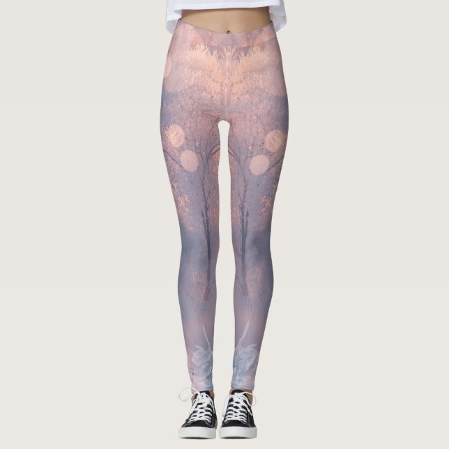 Winter Simple Modern White Leggings  (Front)
