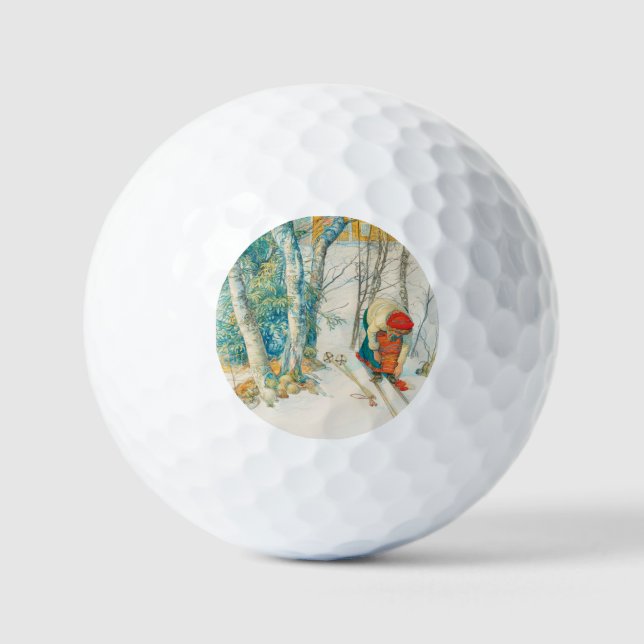 Winter Ski by Carl Larsson Golf Balls (Front)