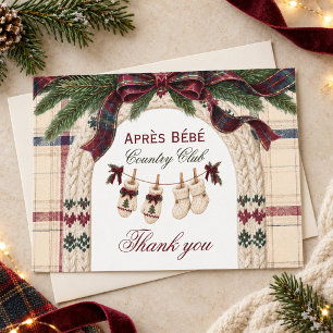 Winter Ski Country Club Après Bébé Baby Shower Thank You Card