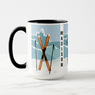 Winter Ski nom personnalisé tasses