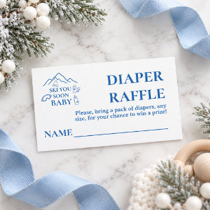 Winter Ski You Soon Blue Boy Baby Shower Diaper Enclosure Card