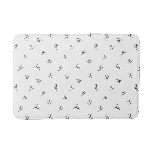 Winter Skiers In Action Pattern Bath Mat (Front)