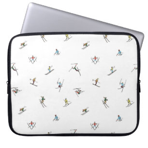 Winter Skiers In Action Pattern Laptop Sleeve