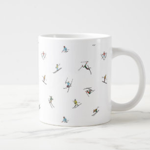 Winter Skiers In Action Pattern Large Coffee Mug