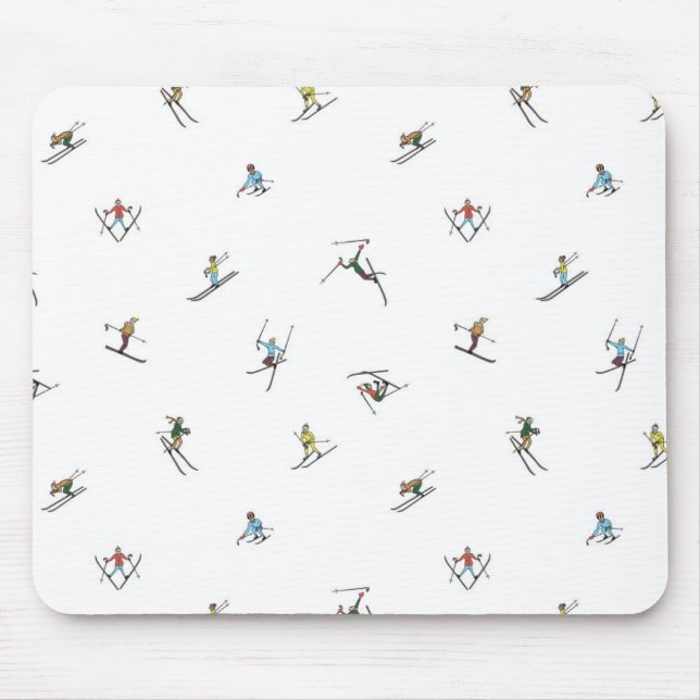 Winter Skiers In Action Pattern Mouse Pad (Front)