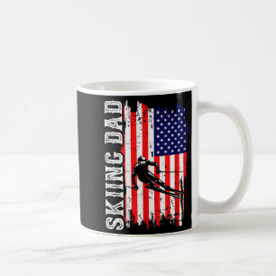 Winter skiing dad for lover ski usa flag skiers coffee mug