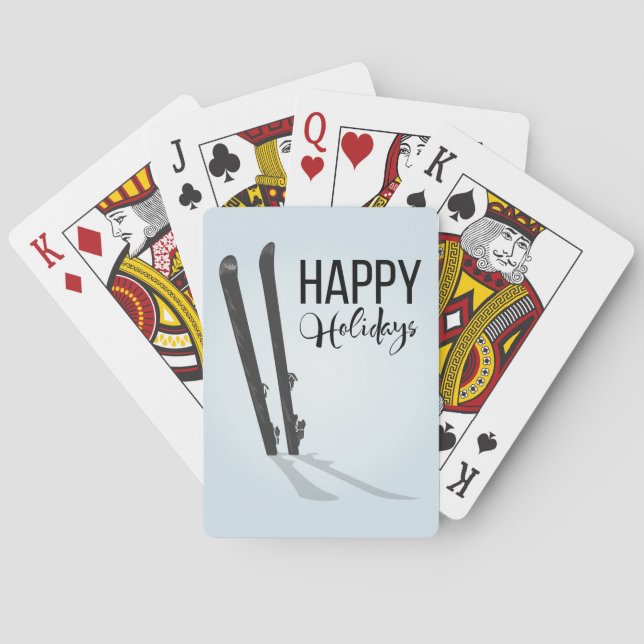 Winter Skiing Happy Holidays Playing Cards (Back)