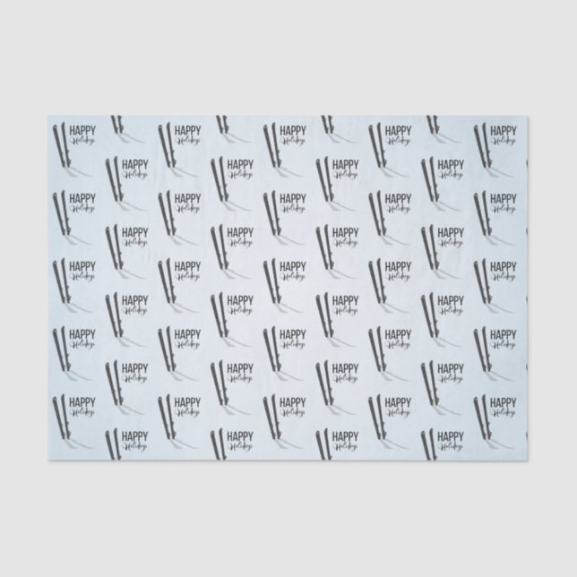 Winter Skiing Happy Holidays Tissue Paper (Front)