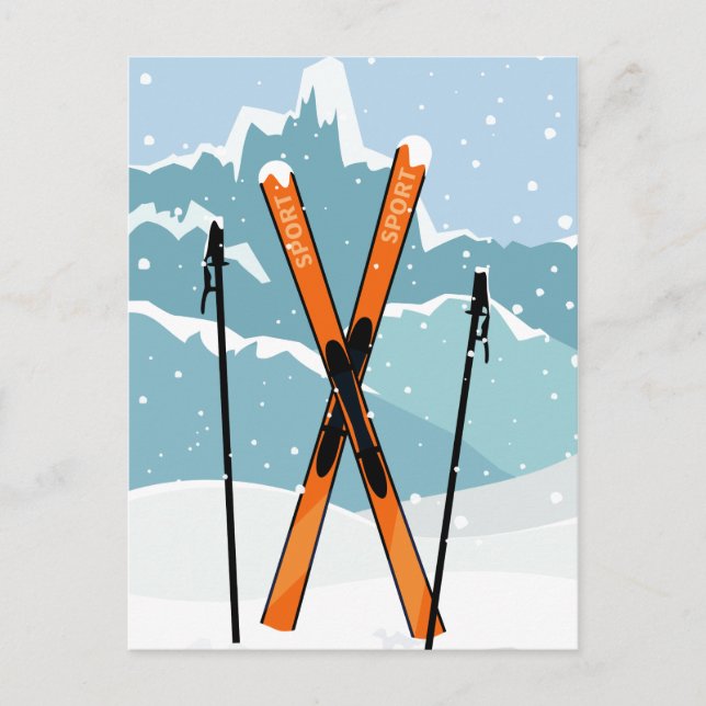Winter Skiing postcard (Front)