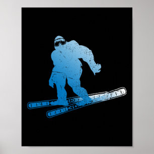 Winter Skiing Sasquatch Ski Cryptid Cryptozoology Poster
